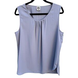 Anne Klein Womens Lavender Scoop Pleated Neck Sleeveless Lightweight Blouse L
